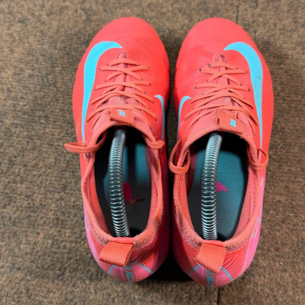 Nike Air Zoom Mercurial Kids Soccer Cleats Bright Crimson Blue FQ8392-800 6Y B+